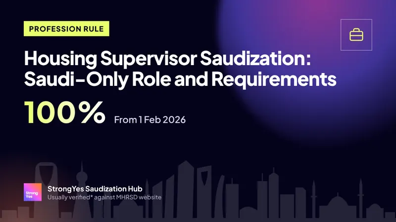 Housing Supervisor Saudization: Saudi-Only Role and Requirements: StrongYes Saudization Hub