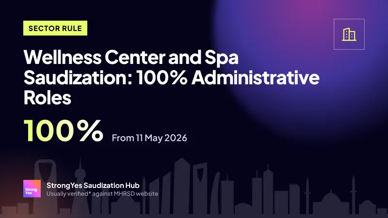 Wellness Center and Spa Saudization: 100% Administrative Roles: StrongYes Saudization Hub